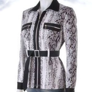 Christine Phillipe Zip Snake Print Jacket